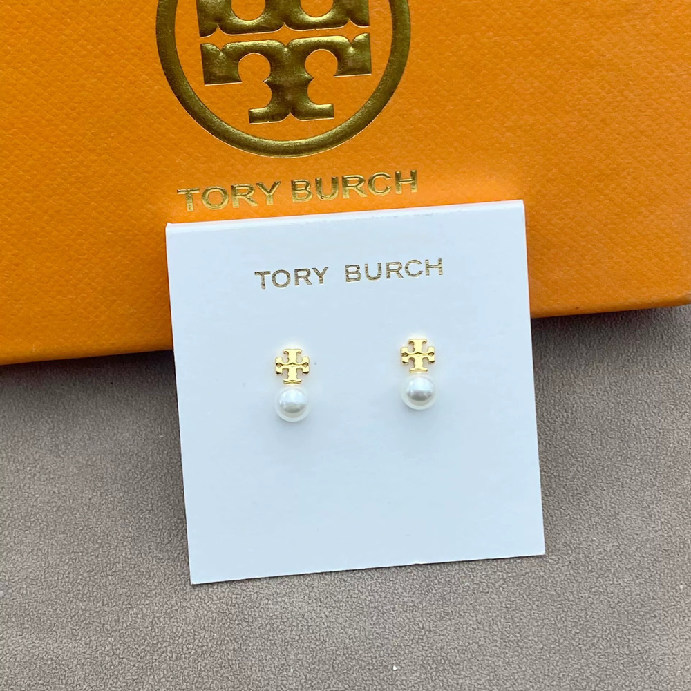 Tory Burch Pearl Alphabet Metal Drop Earrings